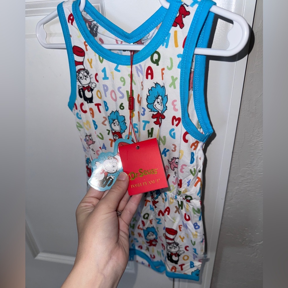 Dr Seuss Good Fun Varsity romper Posh Peanut alphabet kids Summer one piece 2T - Picture 3 of 14